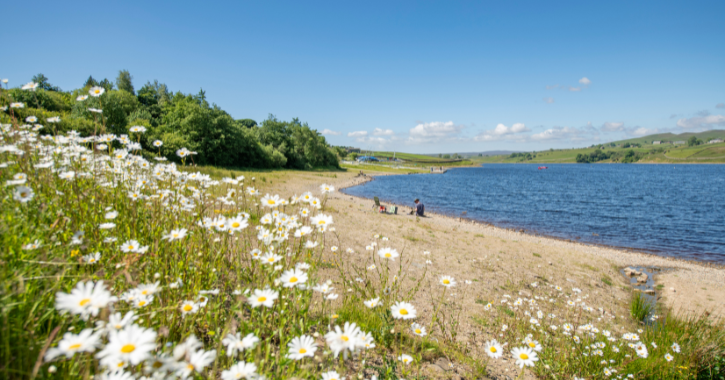 View of Grassholme Reservoir on a bright sunny day.